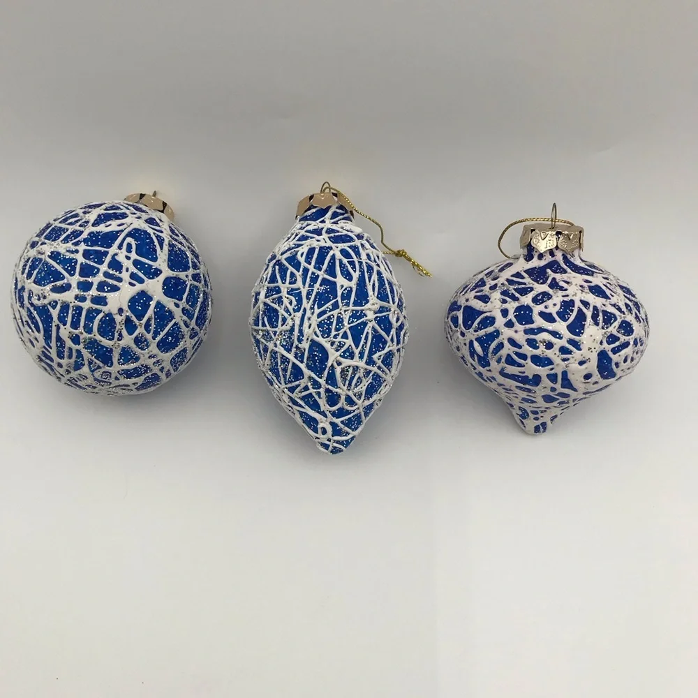 Crate and Barell blue white and sparkle ornaments